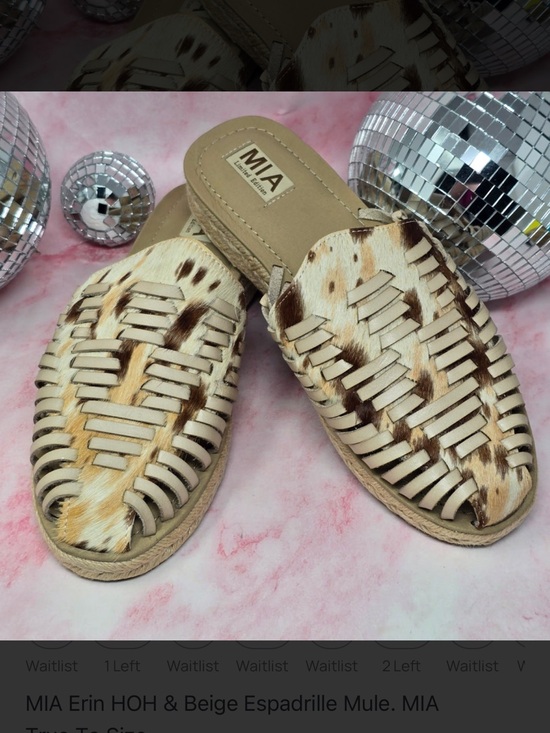 MIA Shoes - MIA Beige Leather Hair on Hide Espadrille Mule